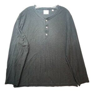 Billy Reid Henley Shirt Mens XL Gray Long Sleeve Casual Cotton Blend Stretch Top